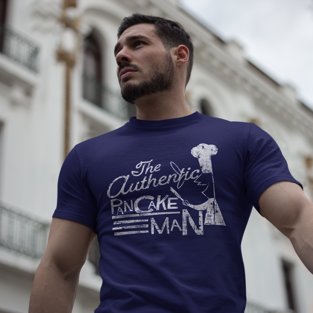 The Authentic Pancake Man Tri-blend Tee (White)