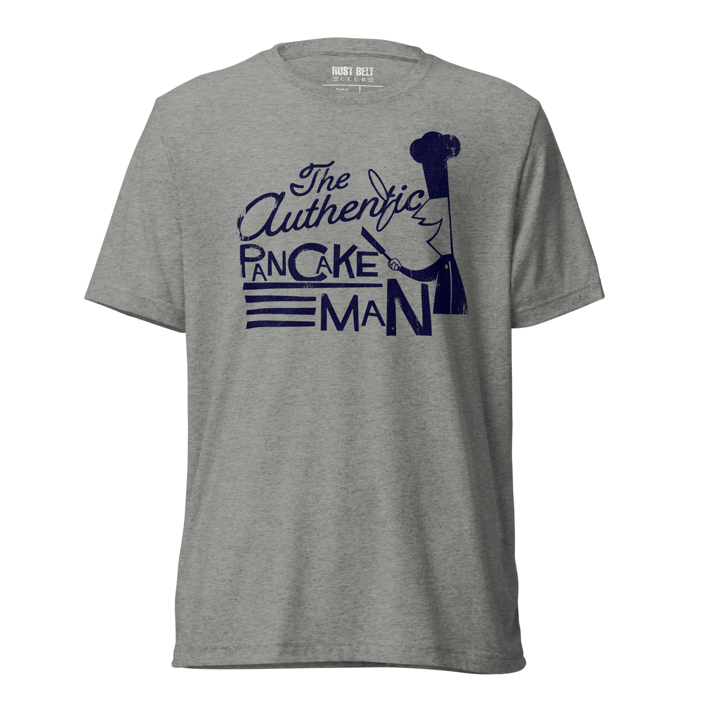 The Authentic Pancake Man Tri-blend Tee (Navy)