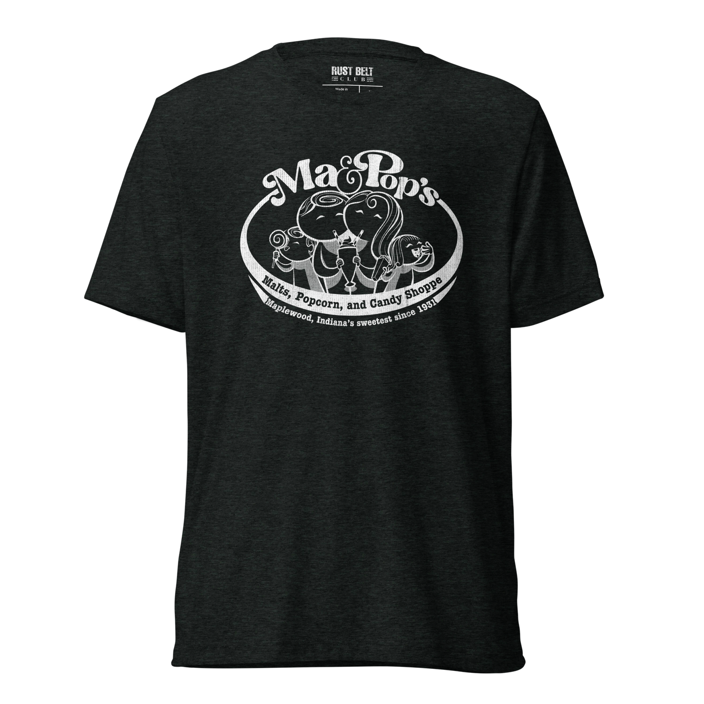 Ma & Pop's Malts, Popcorn, and Candy Shoppe Tri-blend Tee (white)