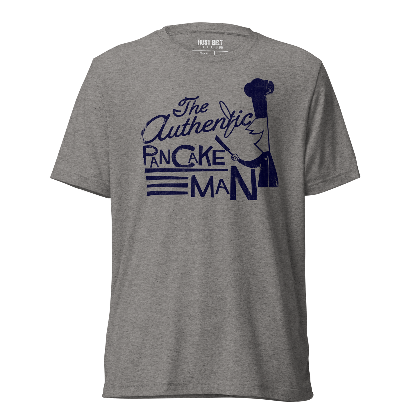 The Authentic Pancake Man Tri-blend Tee (Navy)