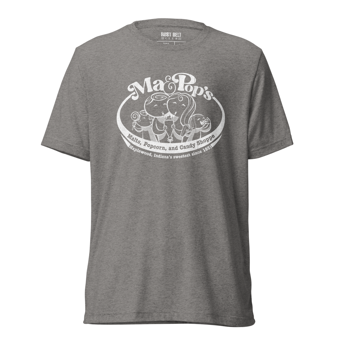 Ma & Pop's Malts, Popcorn, and Candy Shoppe Tri-blend Tee (white)