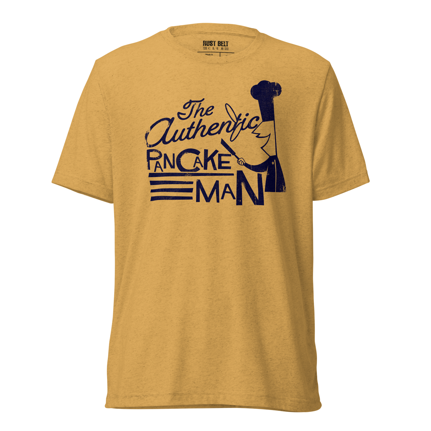 The Authentic Pancake Man Tri-blend Tee (Navy)