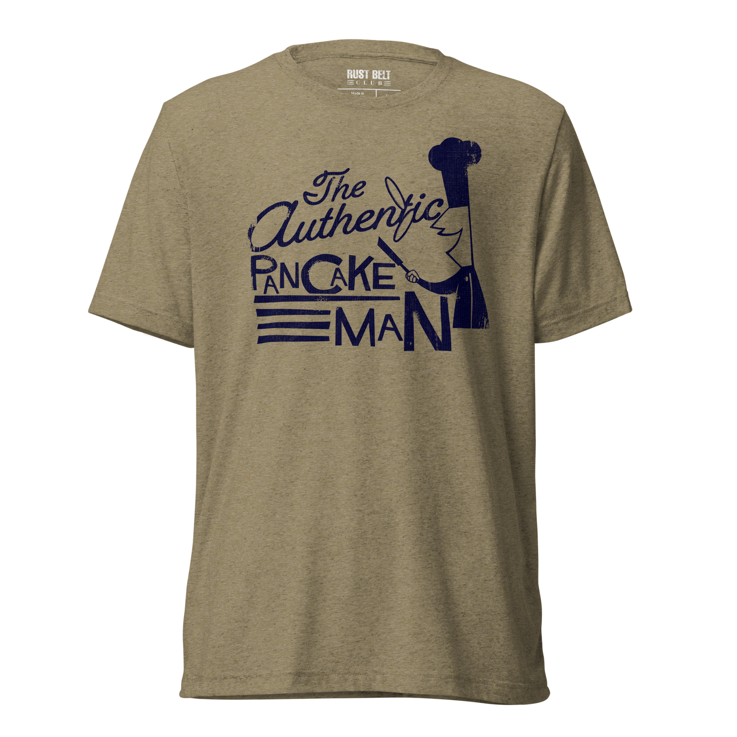 The Authentic Pancake Man Tri-blend Tee (Navy)