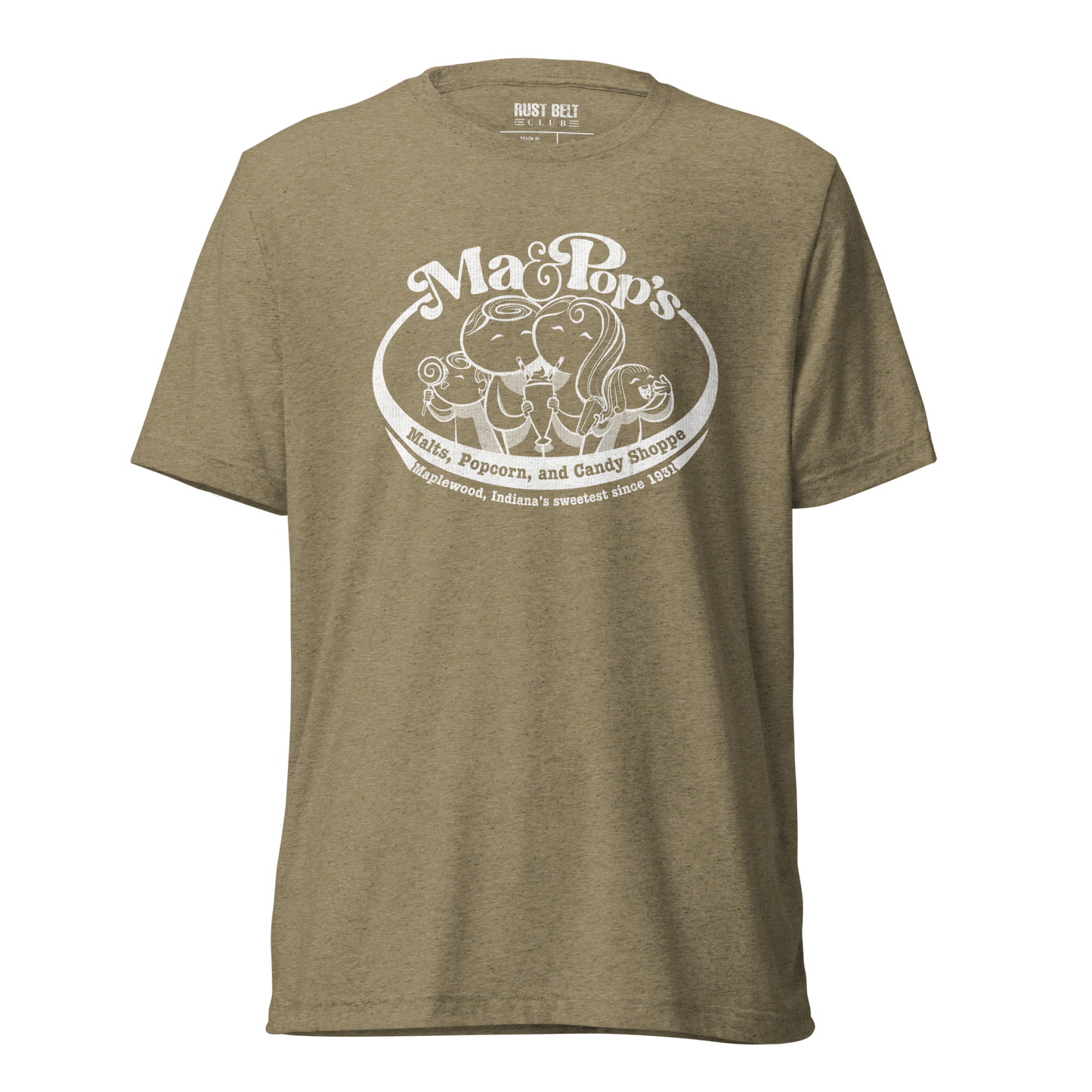 Ma & Pop's Malts, Popcorn, and Candy Shoppe Tri-blend Tee (white)
