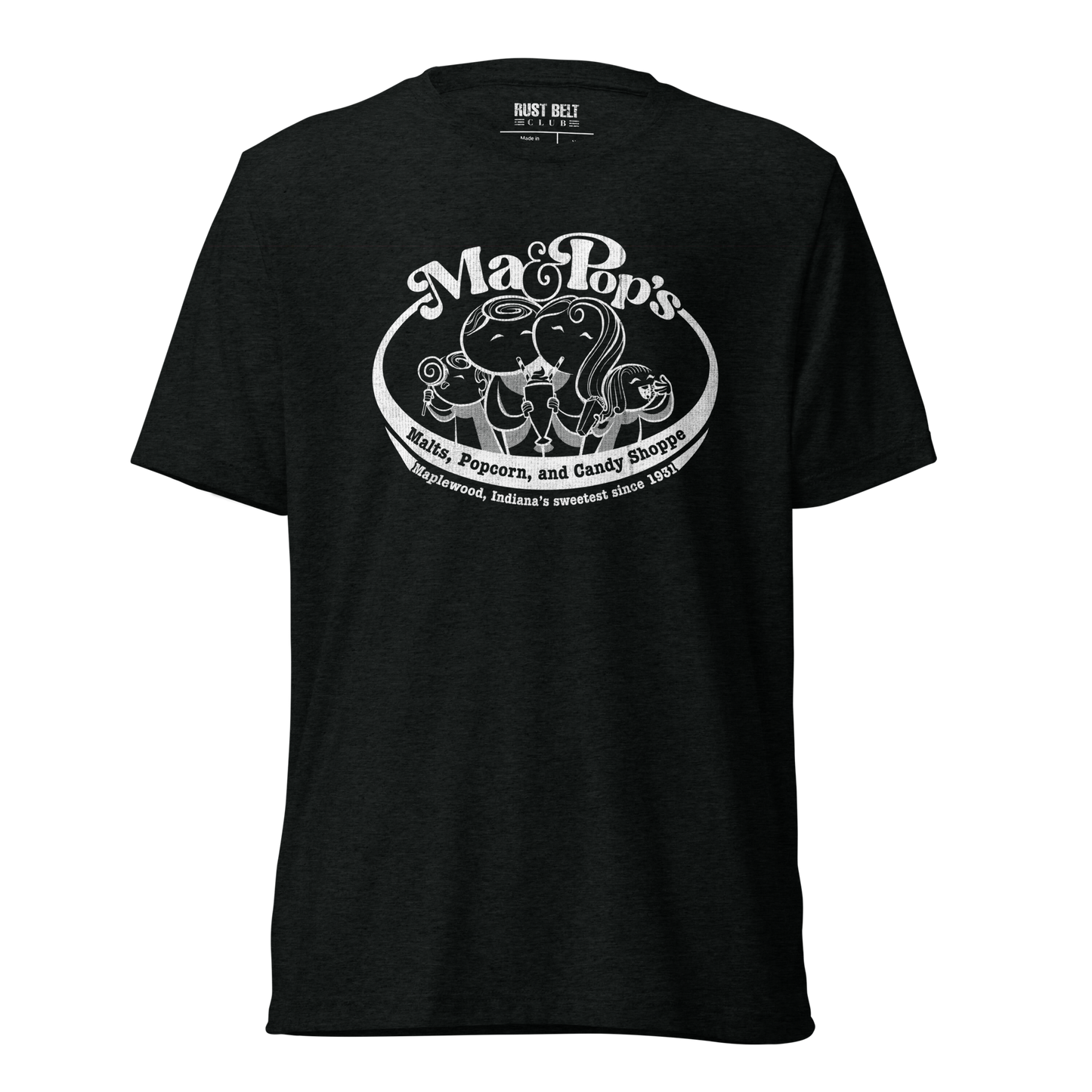 Ma & Pop's Malts, Popcorn, and Candy Shoppe Tri-blend Tee (white)