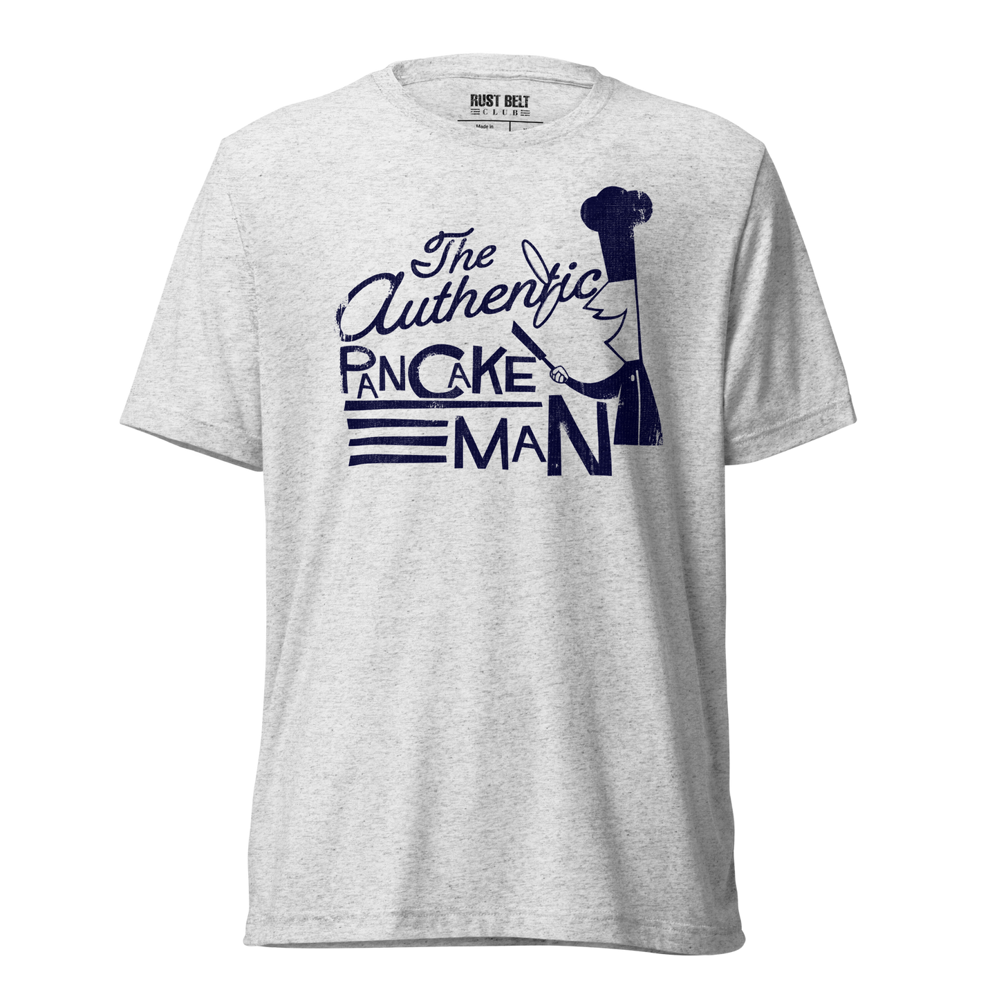 The Authentic Pancake Man Tri-blend Tee (Navy)