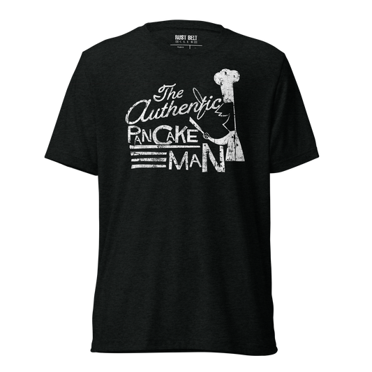 The Authentic Pancake Man Tri-blend Tee (White)