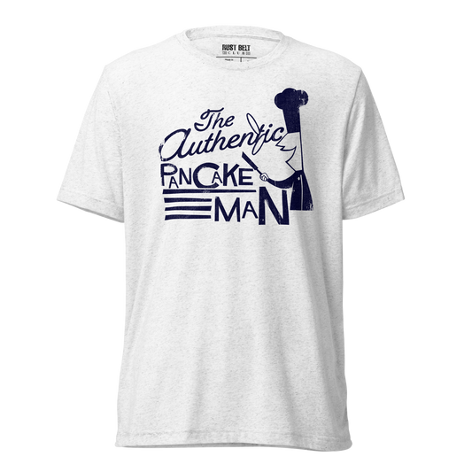 The Authentic Pancake Man Tri-blend Tee (Navy)